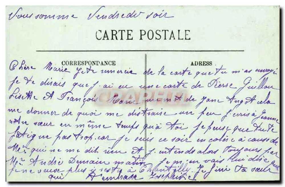 Chantilly — Castelo da Rainha Branca — Gamel-Grigaut, Livreiro - Verso