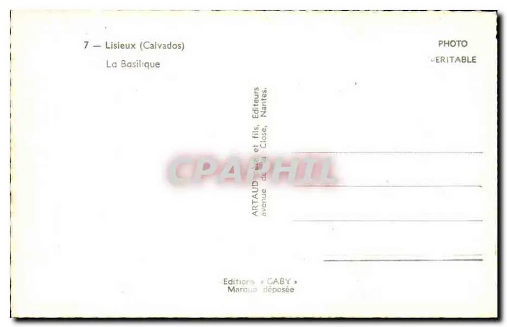 A Basílica de Lisieux — Calvados — Edições Caby - Verso