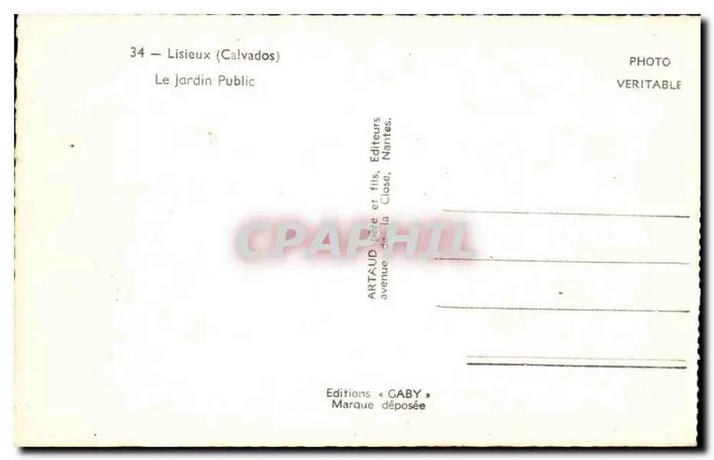 Lisieux (Calvados) — O Jardim Público — Edições Gaby - Verso