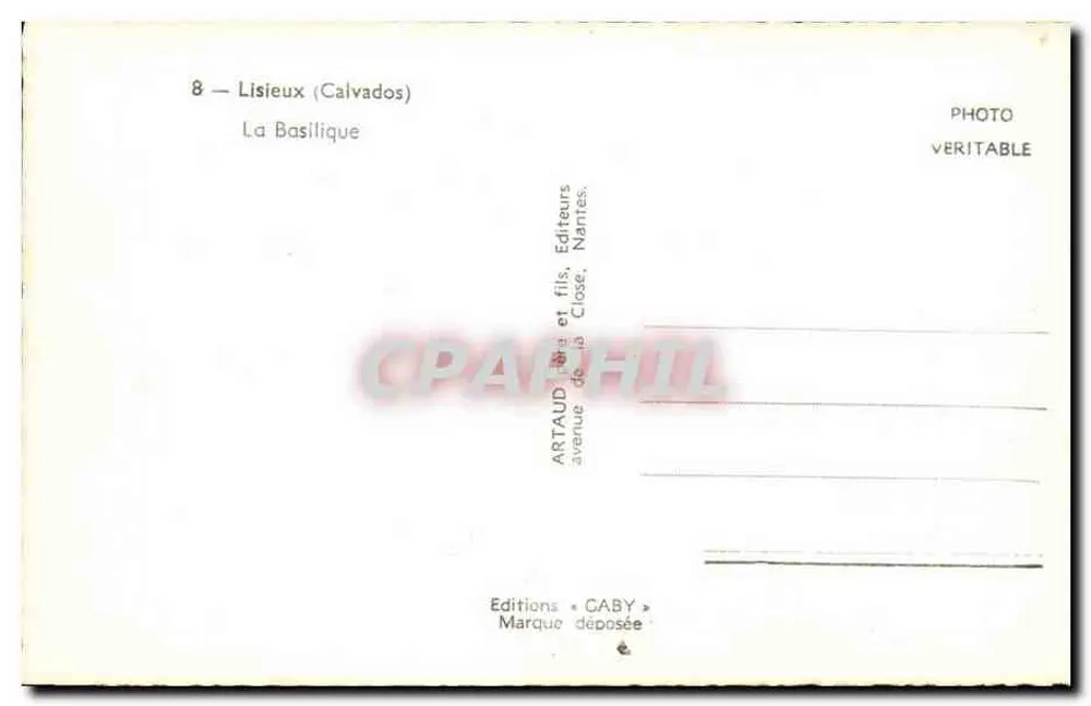 Lisieux (Calvados) — A Basílica — Edições Caby - Verso