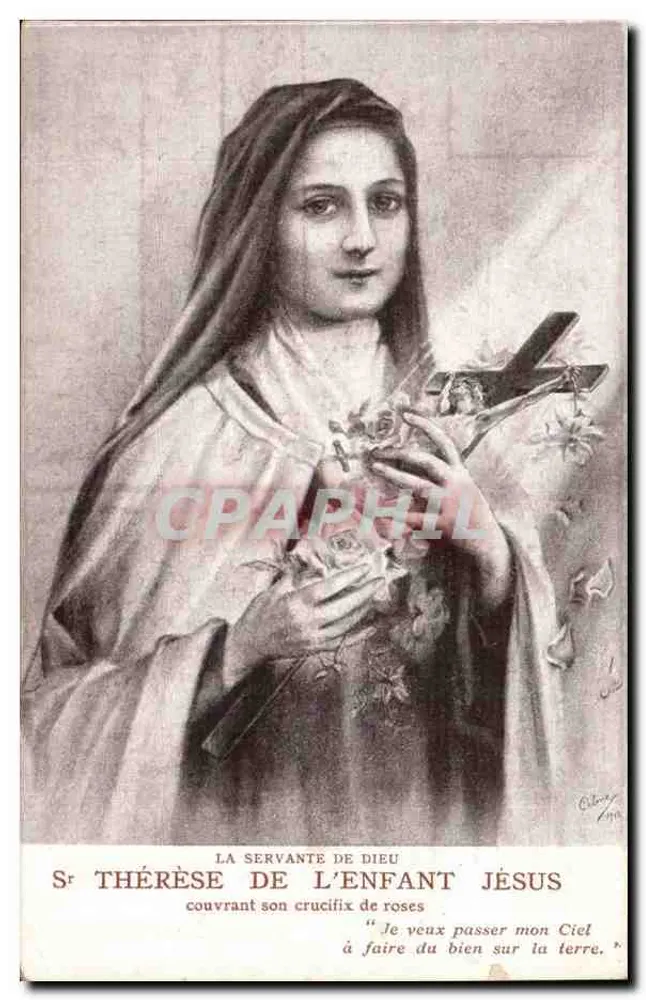 Sainte Thérèse de l'Enfant Jésus — ihr Kreuz mit Rosen bedeckt — Titelreproduktion — Carmel de Lisieux - Vorderseite
