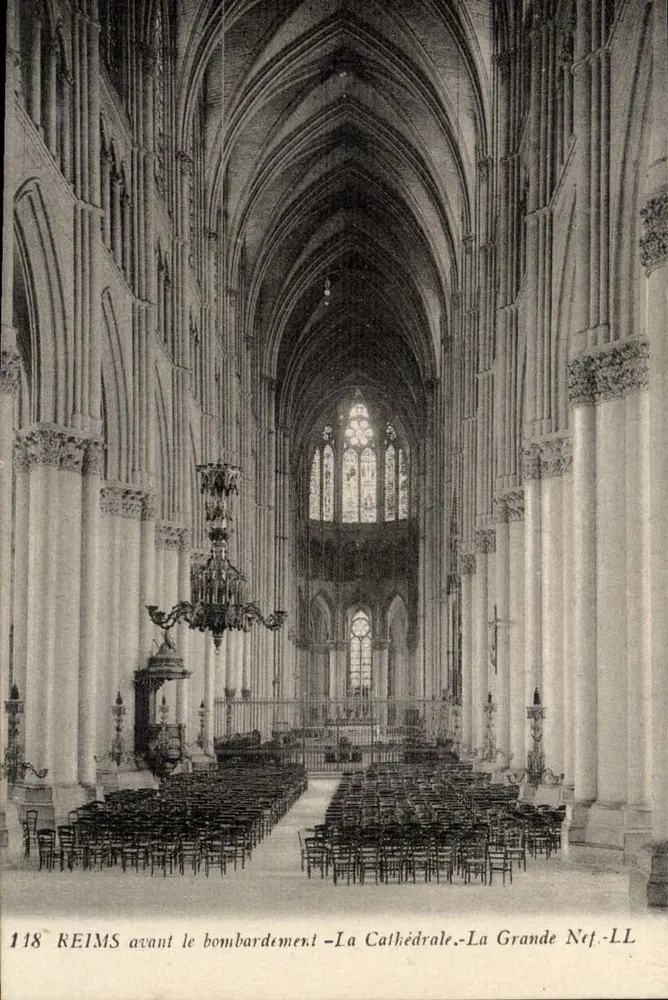 Reims — Die Kathedrale, Die Grande Neuf vor dem Bombenangriff — LL, Nr. 118 - Vorderseite