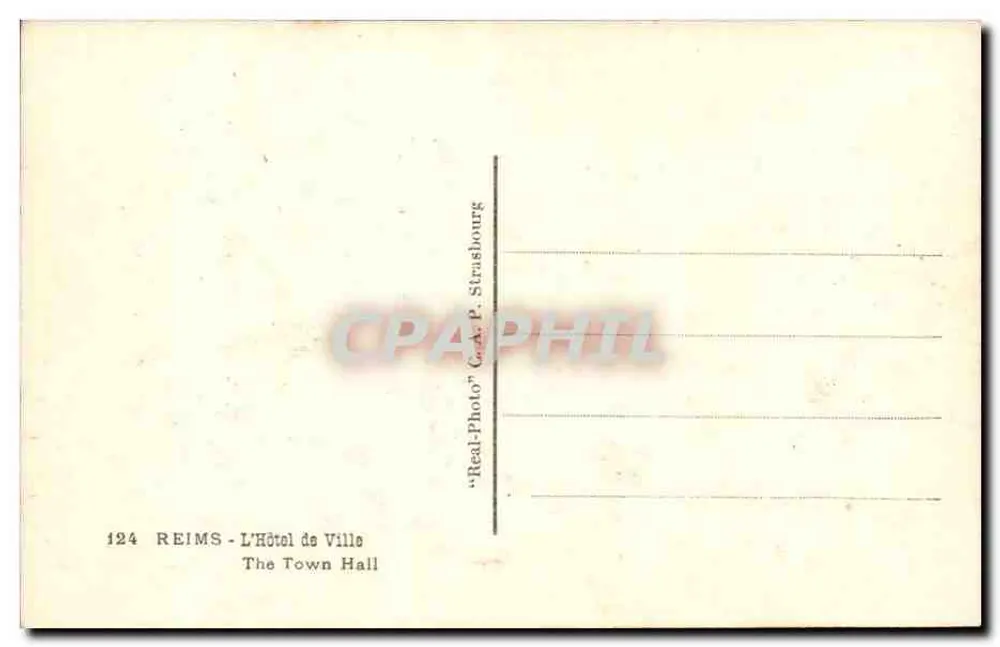 Reims — Hotel de Ville — editor P. Strasbourg, n° 124 - Verso