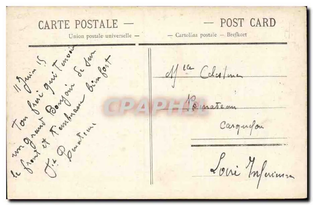 Reims — Casa destruída por um obus no bairro Cérès — Edit. L.G. Paris - Verso