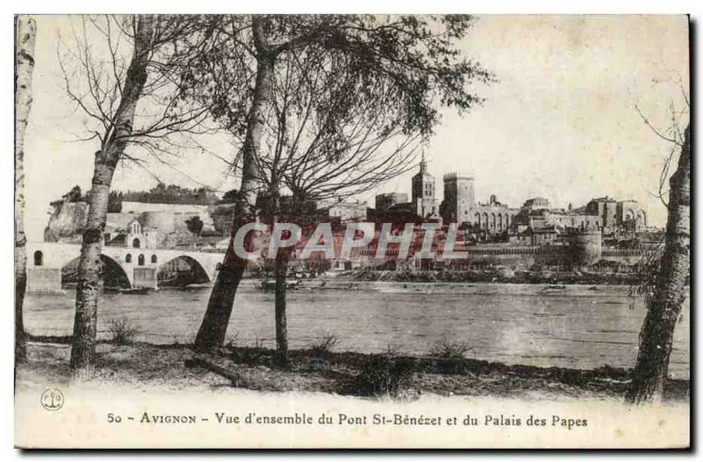 Avignon — Übersicht des Pont St-Bénézet und des Palais des Papes - Vorderseite