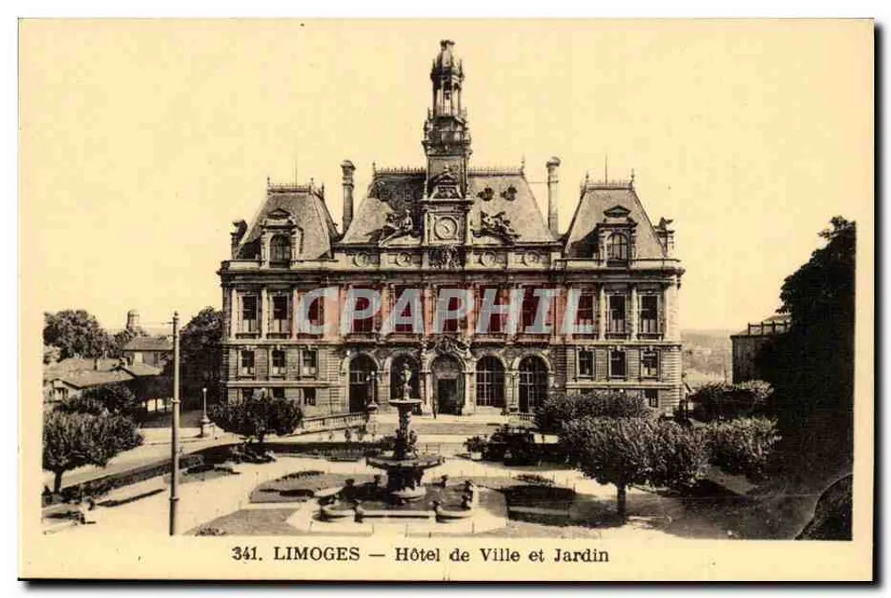Limoges — Rathaus und Garten — n° 341 - Vorderseite
