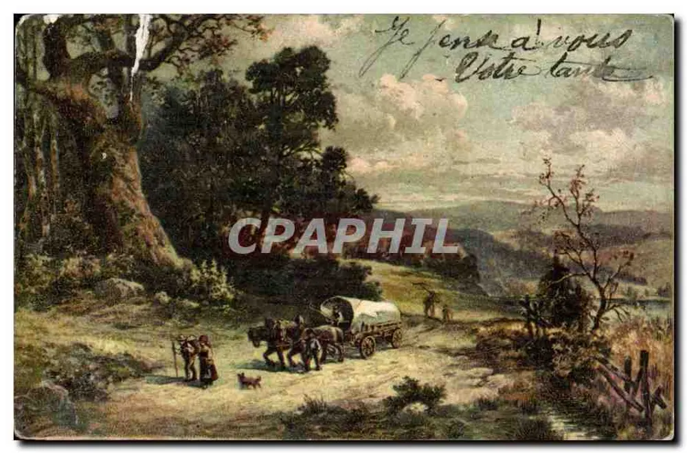 Landschaft mit Wagen — unbekannter Verlag, Serie 3653 - Vorderseite