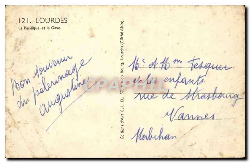 Lourdes — A Basílica e o Gave — Edições de Arte C.L.D., Lourdes (Cliché Alain) - Verso