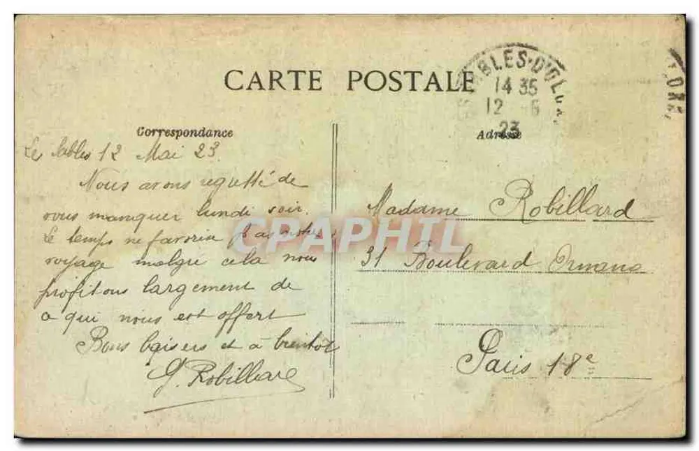 Les Sables-d'Olonne — A Promenade sobre o Remblai — Edição das Novas Galerias, n°187 - Verso