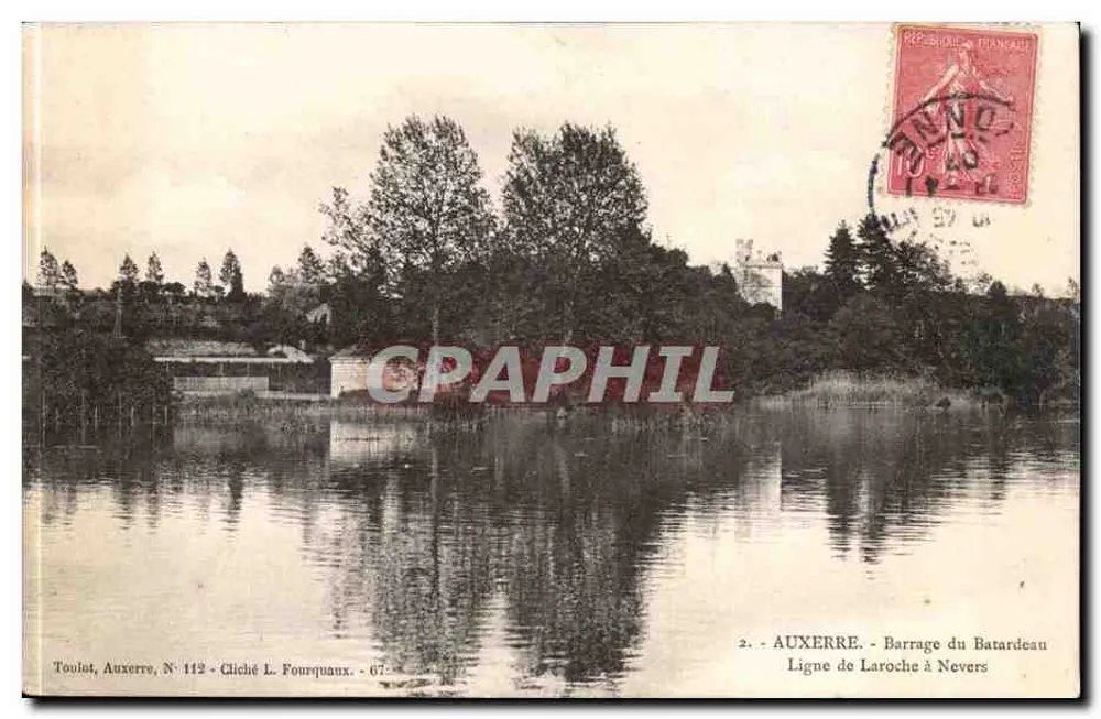 Auxerre - Staudamm Batardeau - Linie von Laroche nach Nevers — Cliché L. Fourquaux, Nr. 112 - Vorderseite
