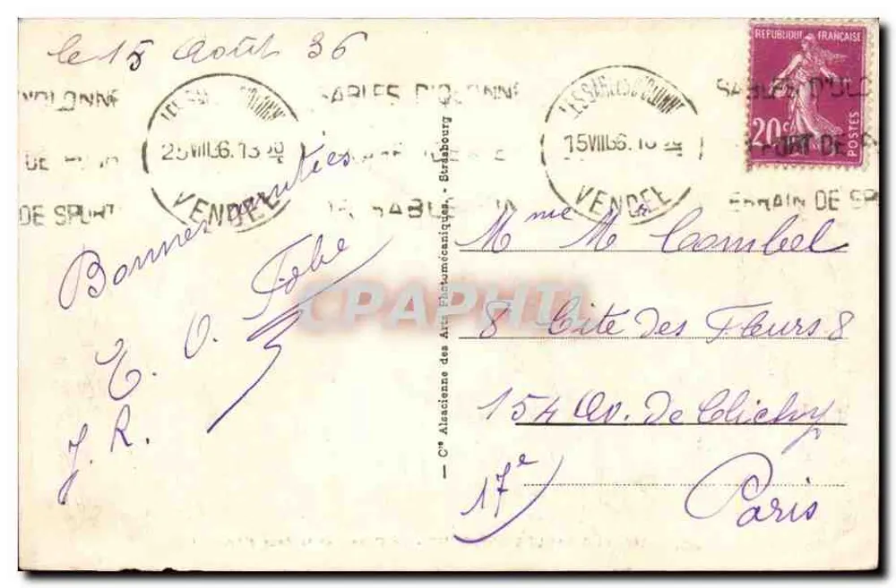 Les Sables d'Olonne - Der Kanal und die Arundel-Turm — Verlag A.P.A. Nr. 143 - Rückseite