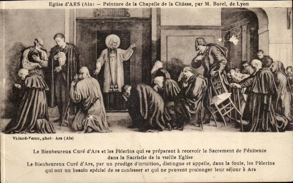 Kirche von Ars (Ain) — Malerei der Kapelle der Reliquie, von M. Borel, aus Lyon — Viland-Vernu, fot. Ars (Ain) - Vorderseite