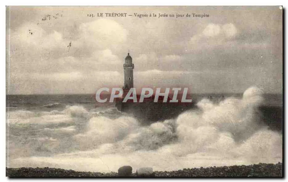 Le Tréport — Vagnes an der Mole an einem stürmischen Tag — n°125 - Vorderseite