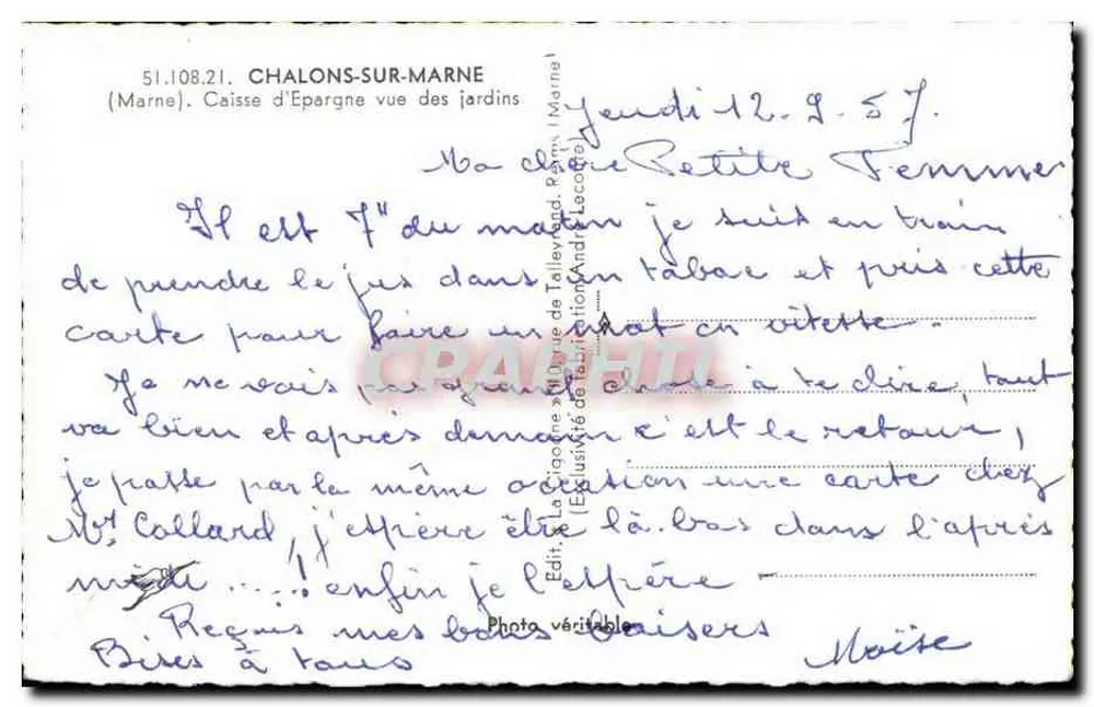 Châlons-sur-Marne — Sparkasse aus den Gärten gesehen — La Cigogne - Rückseite