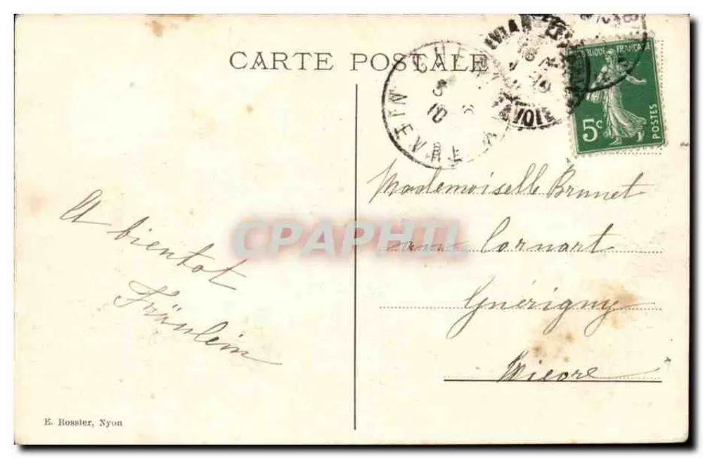 Evian-les-Bains - Estabelecimento Termal — E. Rossier, Nyon, n°3252 - Verso