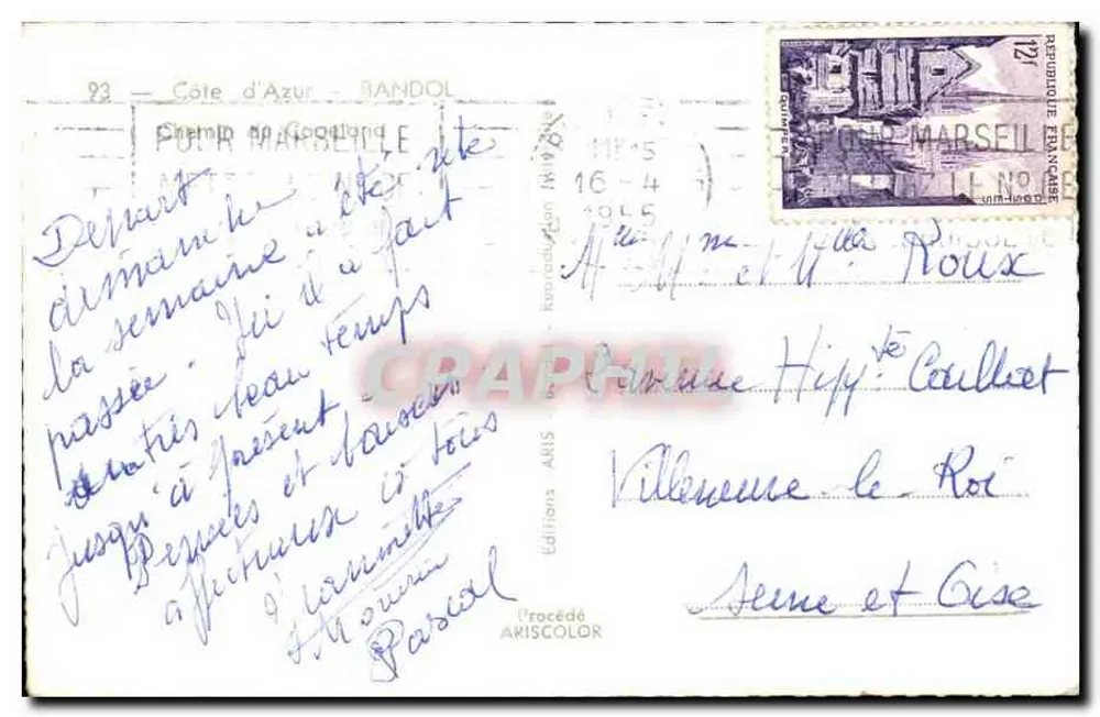 Costa do Azul — Randol — Edições ARISCOLOR n°93 - Verso