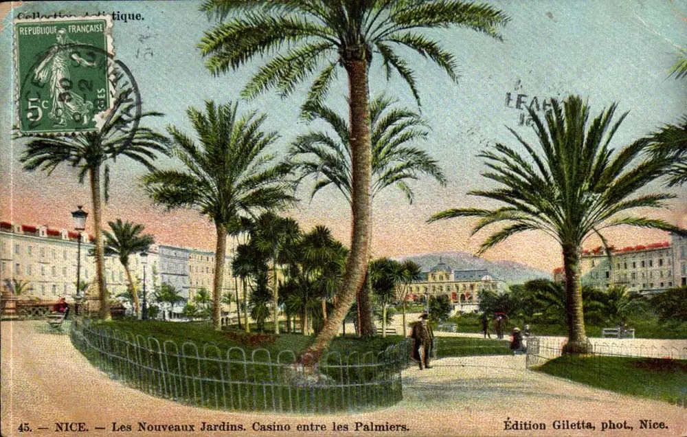 NICE — Die neuen Gärten. Casino zwischen Palmen — Ausgabe Giletta, Foto., Nice. - Vorderseite