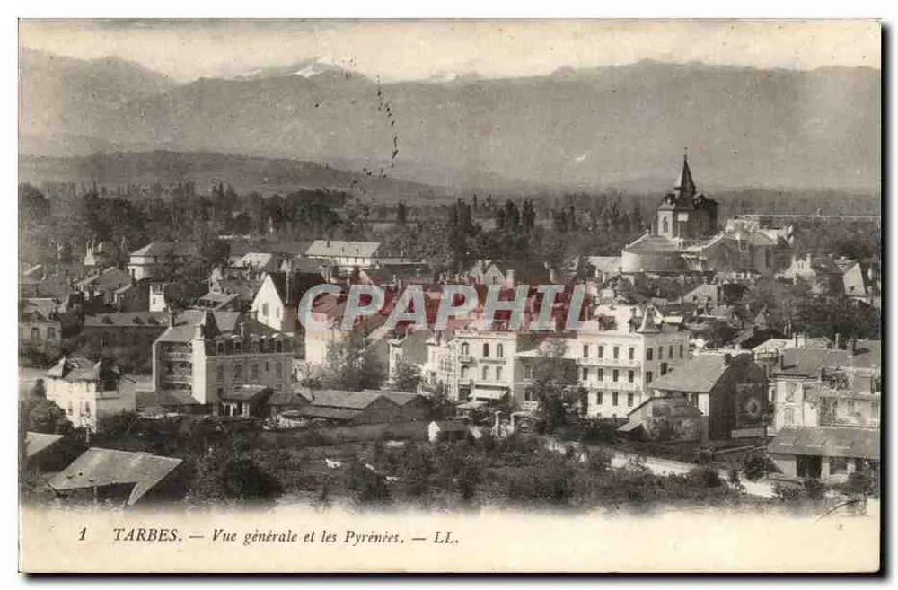 Tarbes — Visão geral e os Pirineus — LL. - Frente