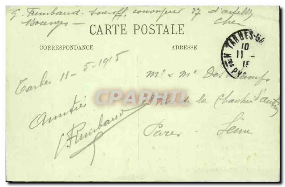 Tarbes — Visão geral e os Pirineus — LL. - Verso