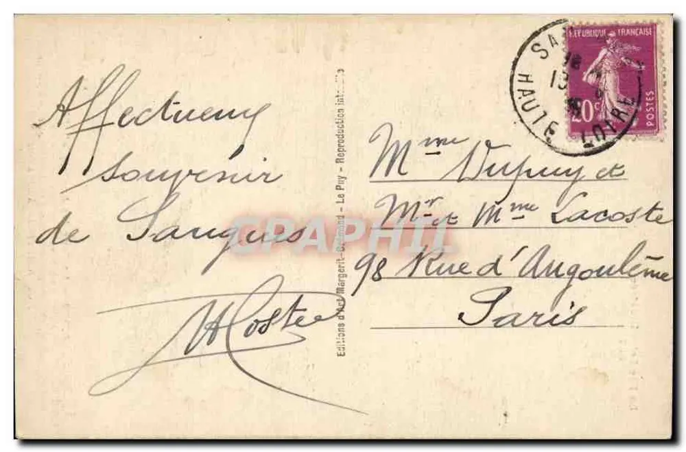 Saugues — La Tour des Anglais (alt. 960 m.) — La Hte-Loire Illustrée Nr. 337 - Rückseite