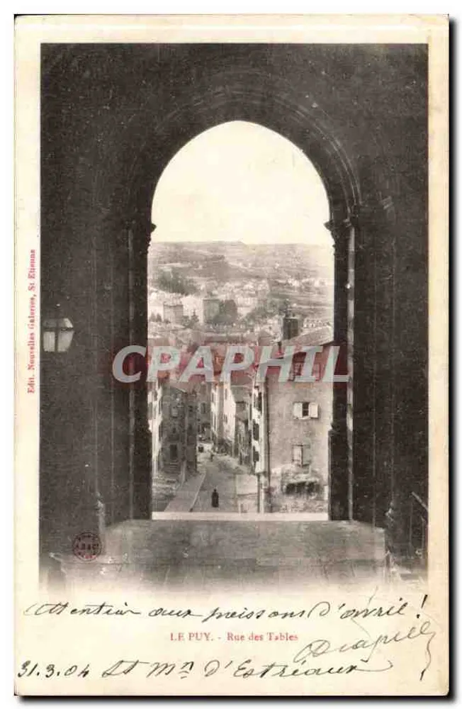 Le Puy - Rue des Tables — vista de um arco — Ed. Nouvelles Galeries, St. Etienne - Frente