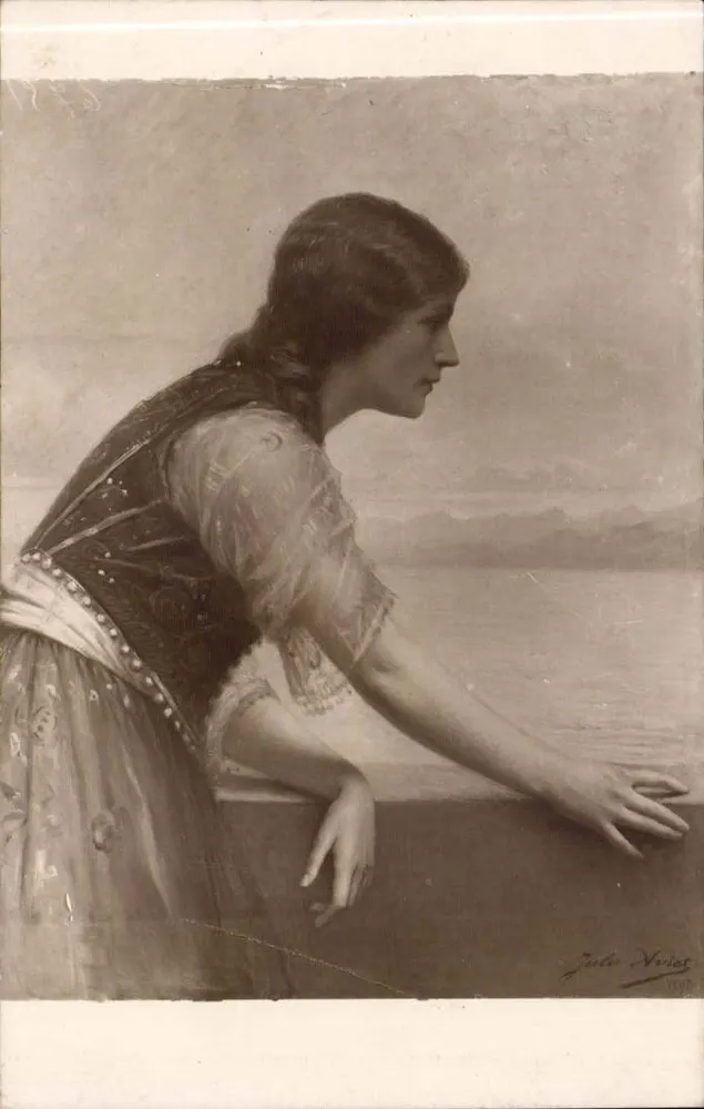 Giovane donna al bordo di un lago — pittura — Jules Aviat, n° 16751 - Recto