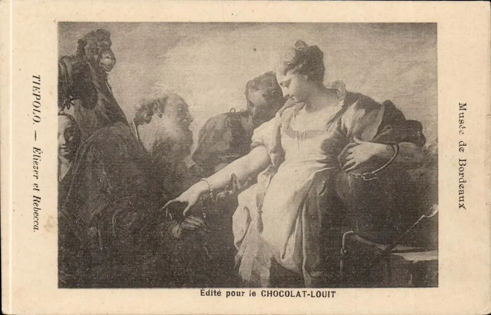 Éliezer und Rebecca — biblische Szene — für CHOCOLAT-LOUIT veröffentlicht - Vorderseite