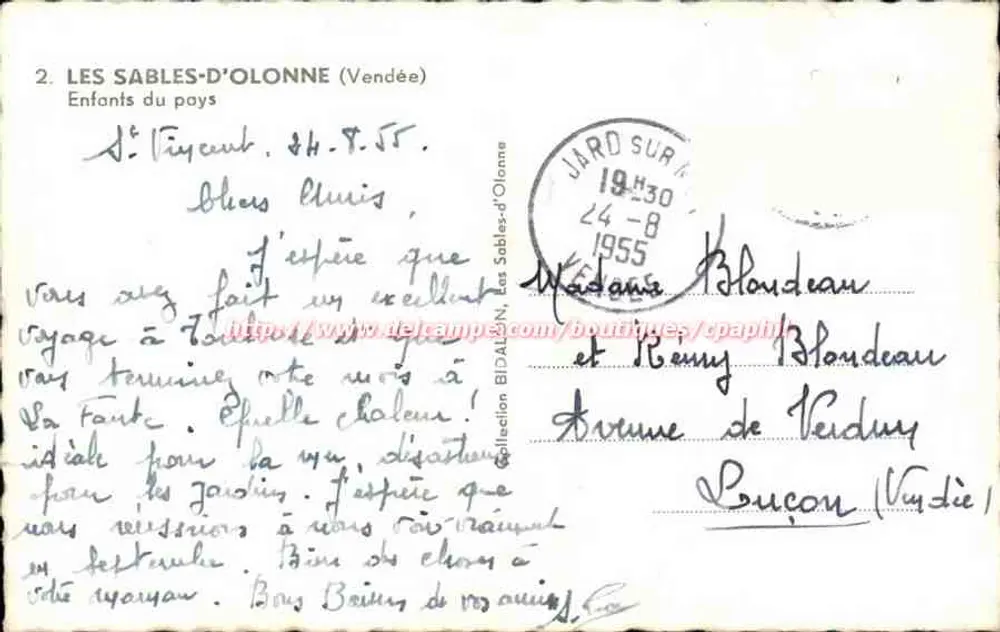 Crianças do país — Les Sables-d'Olonne (Vendée) — Coleção BIDALON - Verso