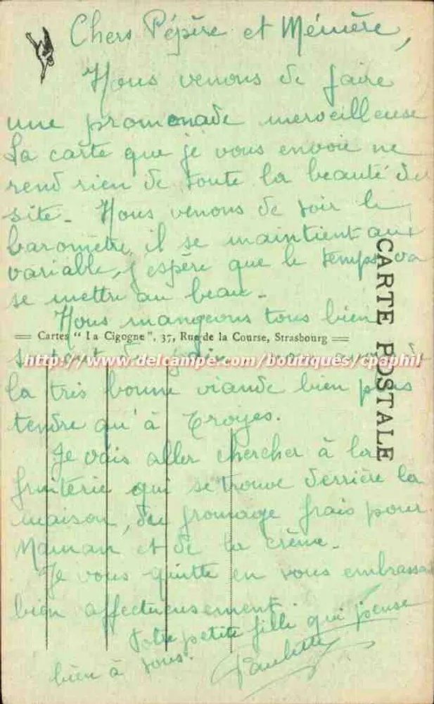 Arredores de GÉRARDMER — Le Saout des Cuves — Carta n°30 - Verso