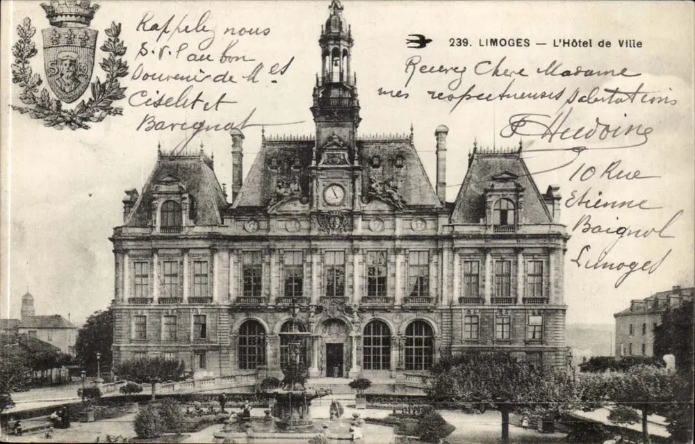 Limoges — O Hotel de Ville — Editor: 239 - Frente