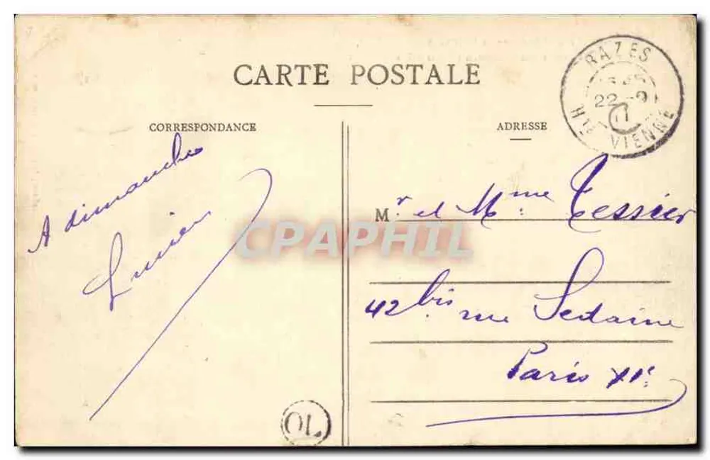 O Castelo de Ris-Chauveron — Alta-Vienne — Edição do Courrier du Centre, Limoges - Verso