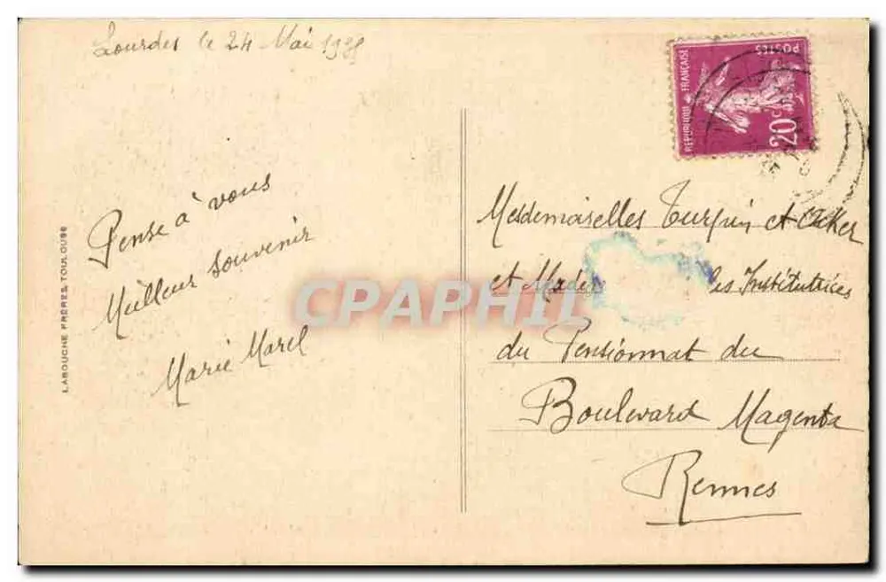 Lourdes — Vaterhaus von Bernadette Soubirous — Larouche Frères, Nr. 836 - Rückseite