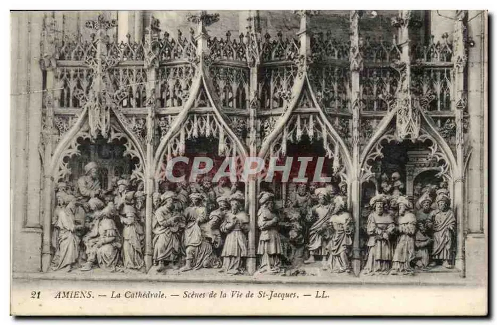 Amiens — Die Kathedrale — Szenen aus dem Leben des hl. Jakob — LL. - Vorderseite