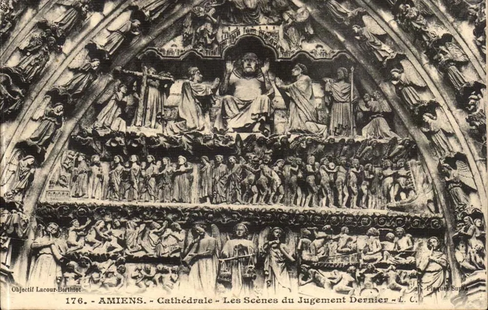Amiens — Kathedrale — Szenen des Jüngsten Gerichts — Objektiv Lacour-Borthiot, Nr. 176 - Vorderseite