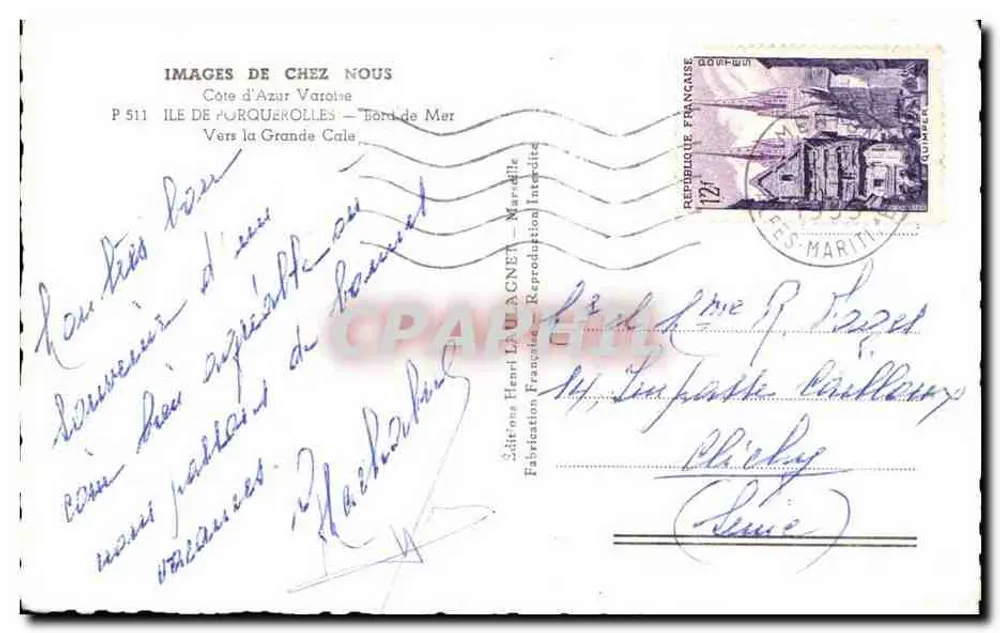 Insel Porquerolles — Ufer des Meeres — Images de Chez Nous, P 511 - Rückseite