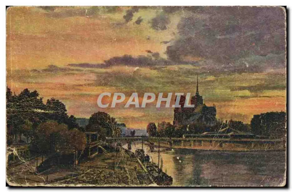 Abenddämmerung über Notre-Dame — Paris — Edition Yvon, Serie 13 - Vorderseite