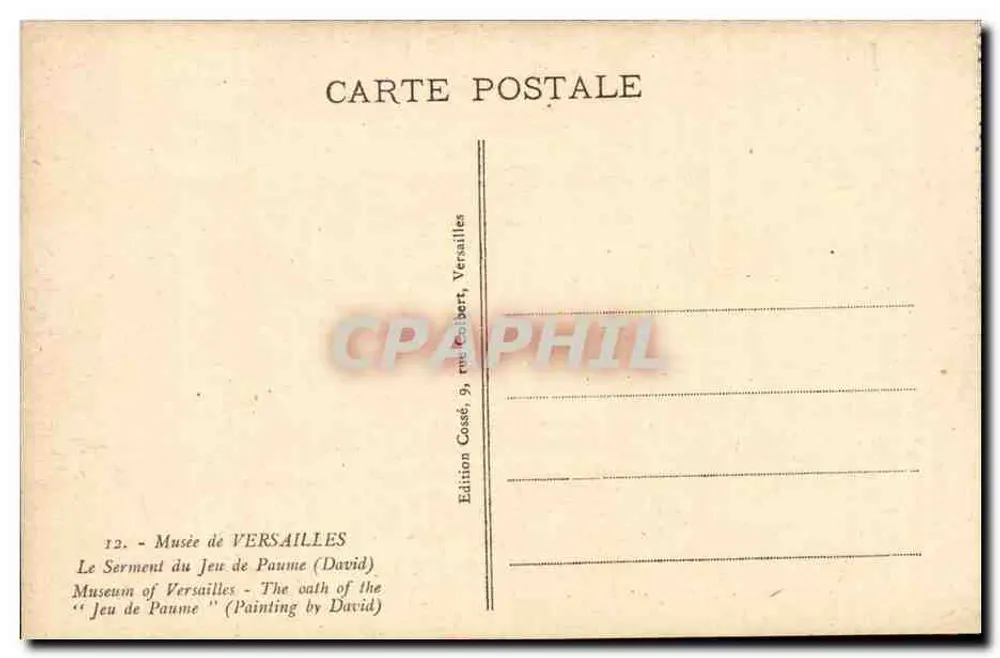Der Eid auf den Tennisplatz — Museum von Versailles — Edition Cossé, 9, rue Colbert, Versailles - Rückseite