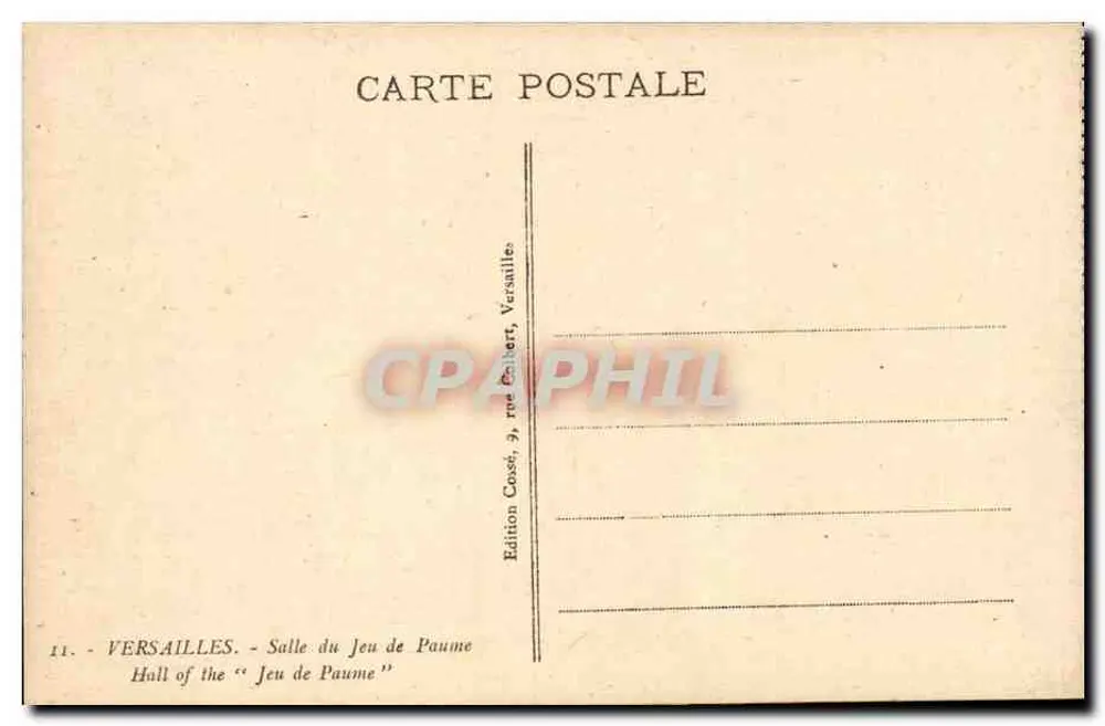 Versailles — Salle du Jeu de Paume — Édition Casé, 3, rue Colbert, Versailles - Verso