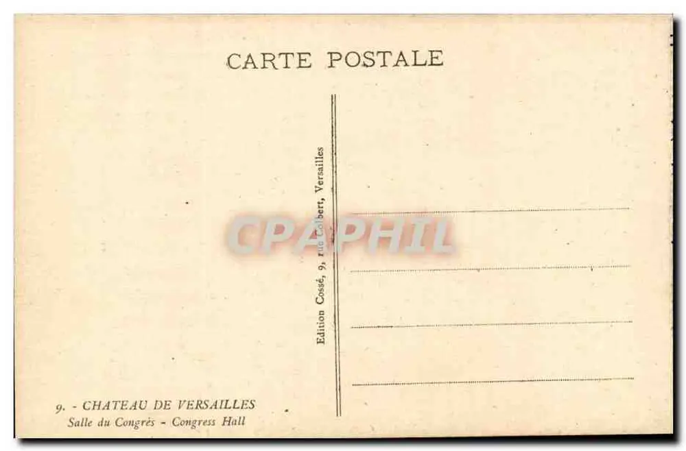 Sala Kongresowa — Zamek w Versailles — Wydawnictwo Cossé, Versailles - Rewers