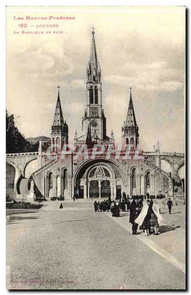 A Basílica de Lourdes — Les Hautes-Pyrénées — Editor: Fototipia Édouard, n° 192 - Frente