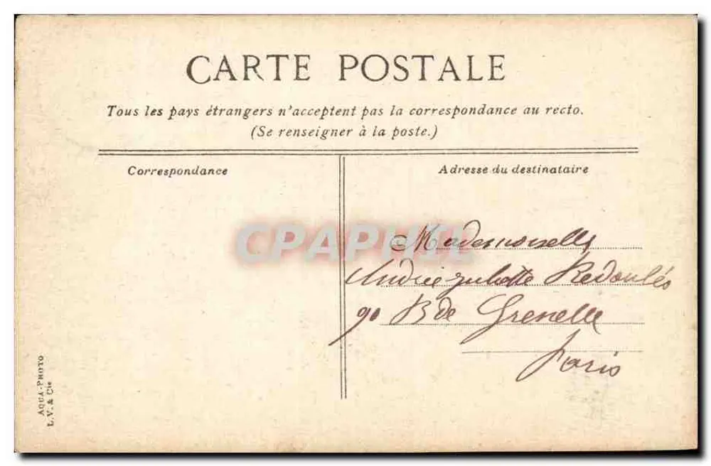 Lyon. O Hotel de Ville — editor L.V.&C°, n°19 - Verso