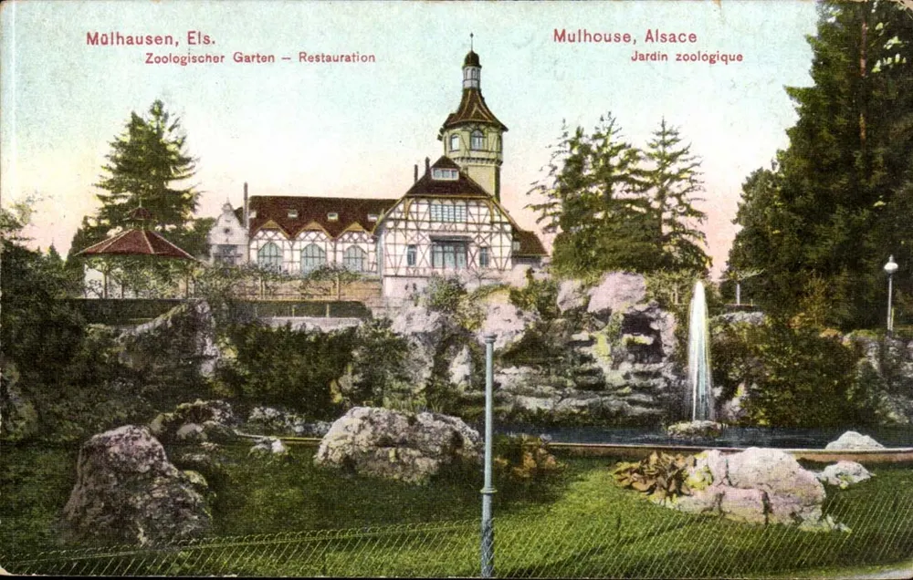 Mulhouse, Elsässer — Zoologischer Garten — Restaurierung — Kunstverlag J. Knauz, Sulz, Gebweller - Vorderseite