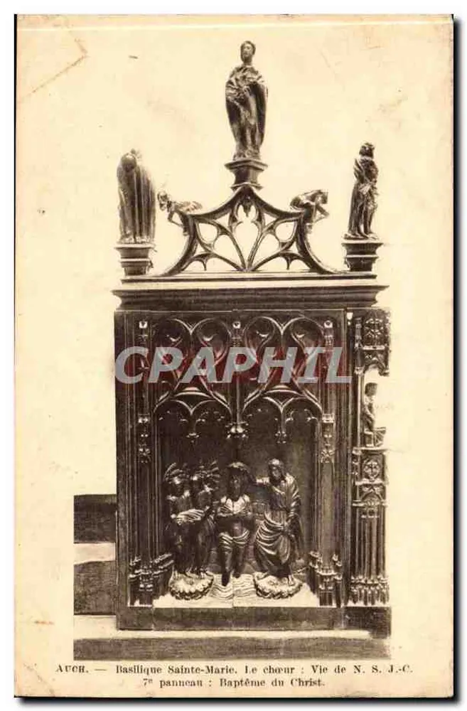 Auch — Basilika Sainte-Marie. Der Chor: Leben des N. S. J.-C. 7. Panel: Taufe Christi. - Vorderseite