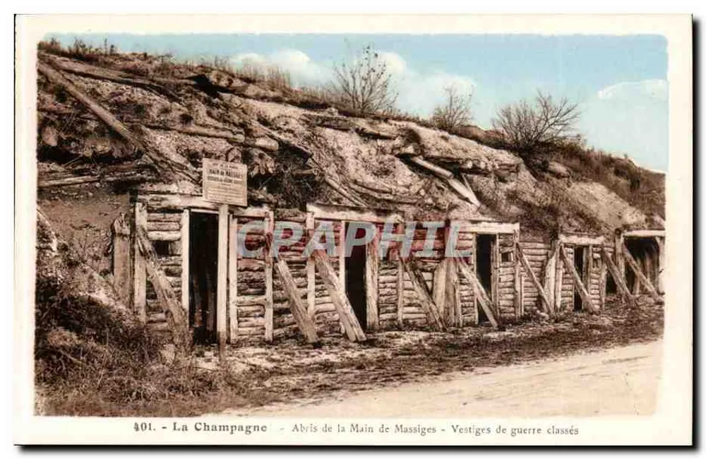 Champagne - Abris de la Main de Massiges - Klassifizierte Kriegsruinen - Vorderseite