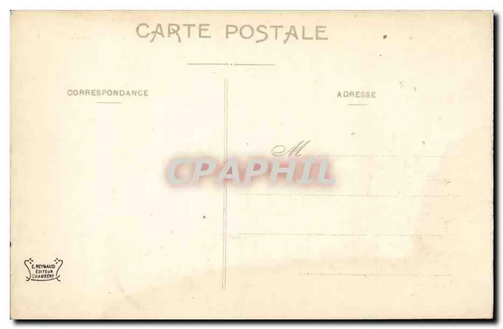 AIX-les-BAINS e Lago do Bourget — vista panorâmica com hotel Astoria — editor E. Reynaud, Chambéry - Verso
