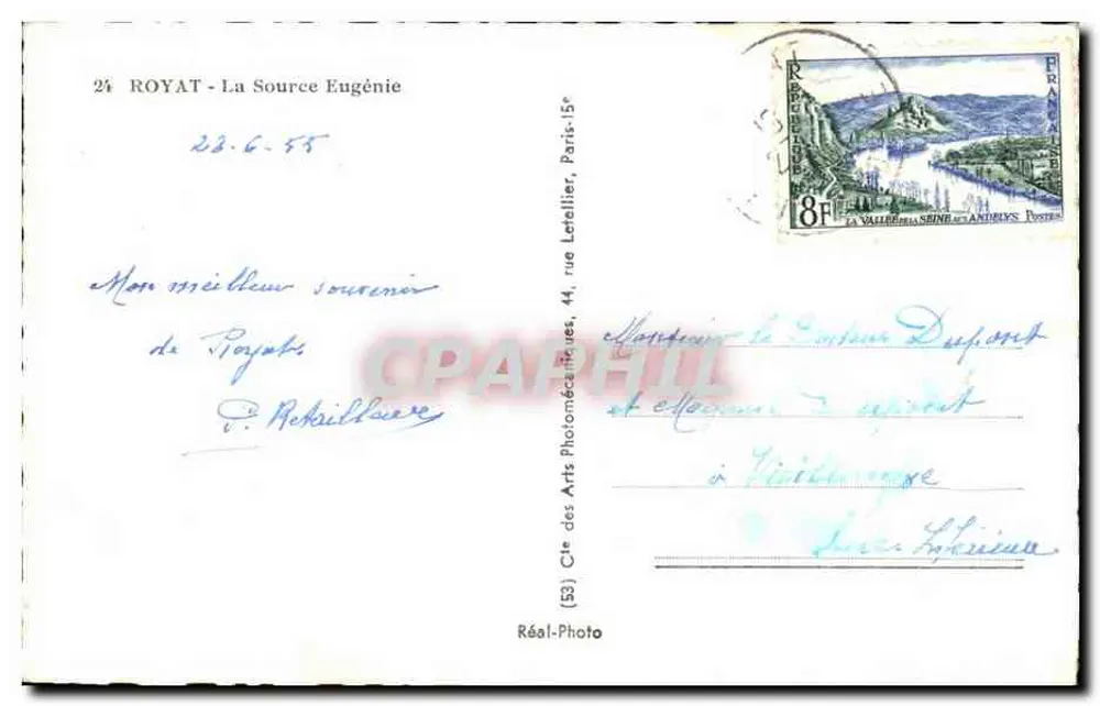 Royat - A Fonte Eugénie — Cité des Arts Photomécaniques, n°53 - Verso