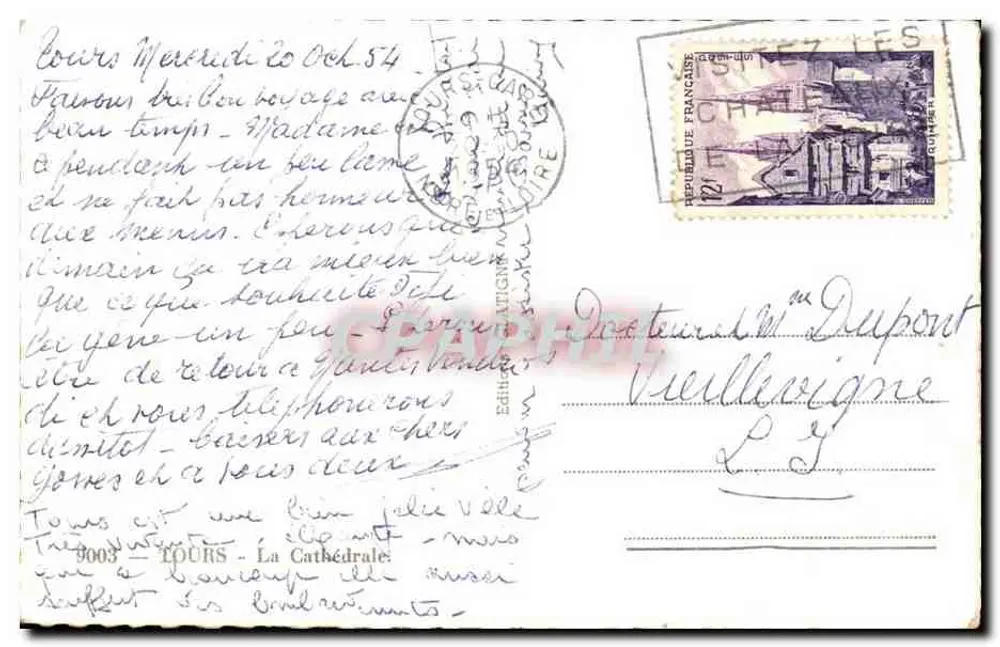Tours — A Catedral — Editora: Ed. Tournier, n° 9003 - Verso