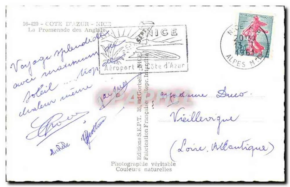 A Promenade dos Ingleses — Nice — Edições S.E.P.T. n°10-420 - Verso