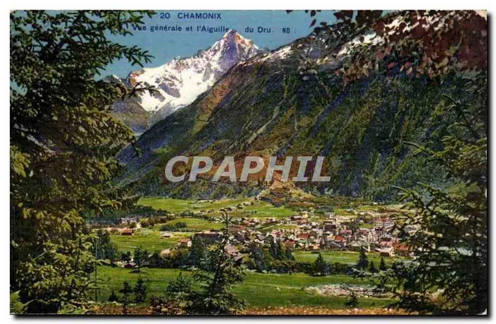 Chamonix — Vista geral e a Aiguille du Dru — ND - Frente