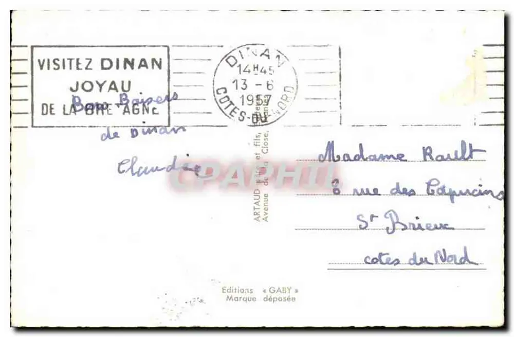 Dinan — Panorama e locais históricos — Editions Gaby - Verso
